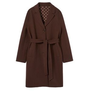 GUCCU GG logo reversible wool long coat
